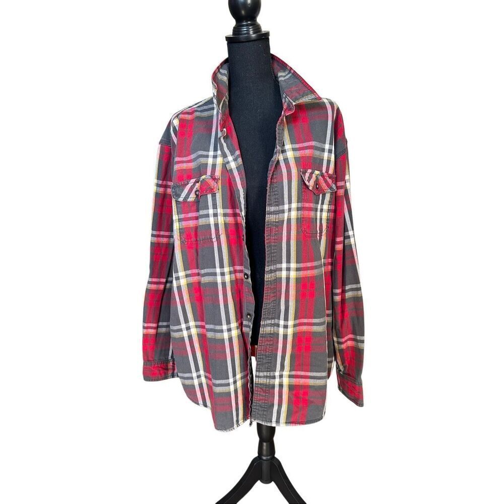 G.H. Bass Red & Charcoal Plaid Flannel - Heavyweight Rugged Classic | Sz XXL